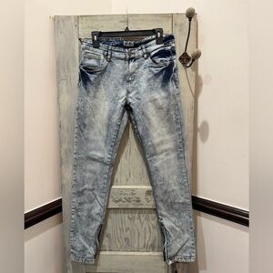CJ Black jeans light wash street wear skinny zippers 32/32
